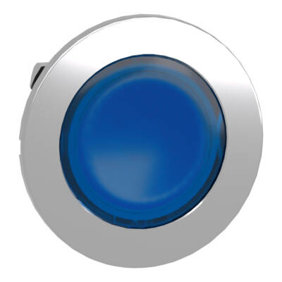 Head for illuminated push button, Harmony XB4, metal, blue flush, 30mm, spring return, universal LED, unmarked - Schneider Electric - ZB4FW363