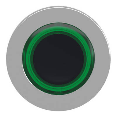 Head for illuminated push button, Harmony XB4, plastic, green flush, 30mm, universal LED, spring return, illuminated ring - Schneider Electric - ZB4FW933