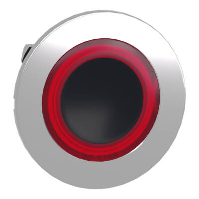 Head for illuminated push button, Harmony XB4, plastic, red flush, 30mm, universal LED, spring return, illuminated ring - Schneider Electric - ZB4FW943