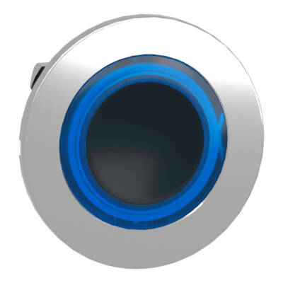 Head for illuminated push button, Harmony XB4, plastic, blue flush, 30mm, universal LED, spring return, illuminated ring - Schneider Electric - ZB4FW963