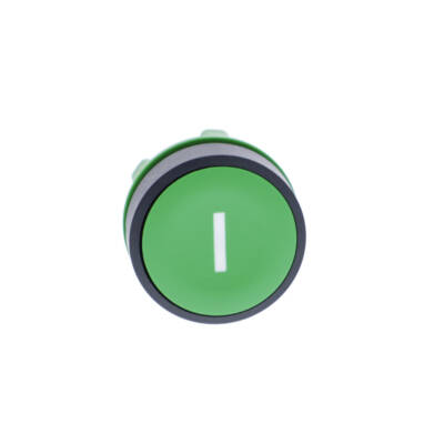 Push button head, plastic, flush, green, Ø22, spring return, marked I - Schneider Electric - ZB5AA331