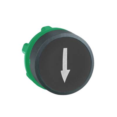 Push button head, plastic, flush, black, Ø22, spring return, marked DOWN ARROW - Schneider Electric - ZB5AA335