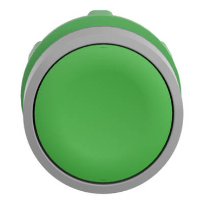 Harmony XB5, Push button head, plastic, flush, green, Ø22, spring return, unmarked, grey bezel - Schneider Electric - ZB5AA3C0