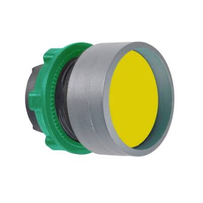 Harmony XB5, Push button head, plastic, recessed, yellow Ø22, spring return, unmarked, grey bezel - Schneider Electric - ZB5AA56C0