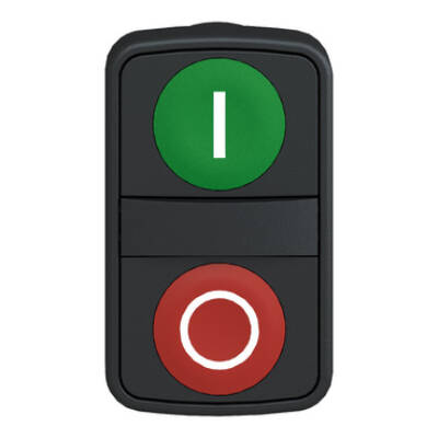 green flush/red flush double-headed pushbutton Ø22 with marking - Schneider Electric - ZB5AA7341