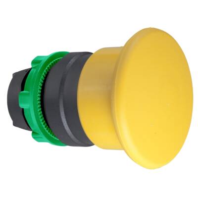 Mushroom push button head Ø40, plastic, yellow, Ø22, spring return - Schneider Electric - ZB5AC5