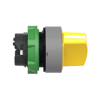 Harmony XB5, Selector switch head, plastic, yellow, Ø22, 2 positions, stay put, grey bezel - Schneider Electric - ZB5AD205C0