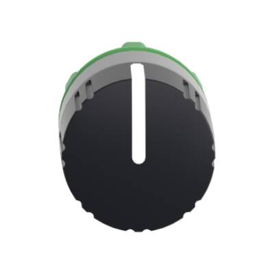 Harmony XB5, Selector switch knurled knob head, plastic, black, Ø22, 3 positions, spring return to center, grey bezel - Schneider Electric - ZB5AD59C0