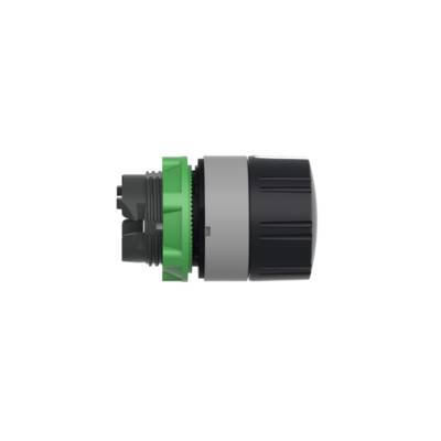 Harmony XB5, Selector switch knurled knob head, plastic, black, Ø22, 3 positions, spring return to center, grey bezel - Schneider Electric - ZB5AD59C0