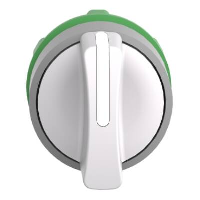 Harmony XB5, Selector switch head, plastic, white, Ø22, 3 positions, spring return from right to center, grey bezel - Schneider Electric - ZB5AD801C0