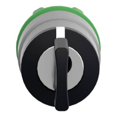 Harmony, Key switch selector head, plastic, black, Ø22, key n°455, 3 positions, spring return right to center, withdrawal left and center, grey bezel - Schneider Electric - ZB5AG05C0