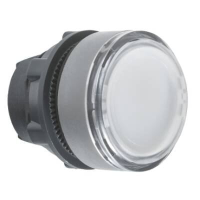 Head for illuminated push button, Harmony XB5, grey bezel, white flush, 22mm, universal LED, push-push, unmarked - Schneider Electric - ZB5AH013C0