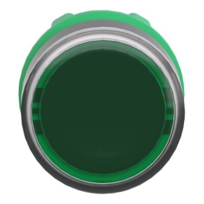 Head for illuminated push button, Harmony XB5, plastic, green flush, 22mm, universal LED, push-push, unmarked - Schneider Electric - ZB5AH033