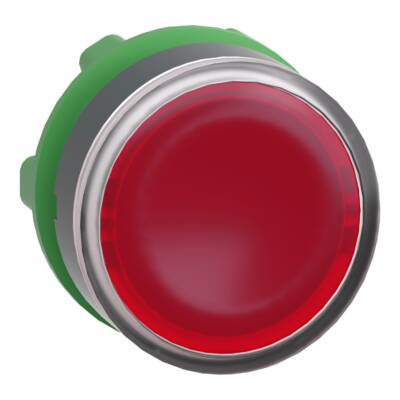 Head for illuminated push button, Harmony XB5, dark grey plastic, red flush, 22mm, universal LED, push-push, unmarked - Schneider Electric - ZB5AH043