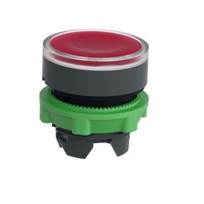 Head for illuminated push button, Harmony XB5, dark grey plastic, red flush, 22mm, universal LED, push-push, unmarked - Schneider Electric - ZB5AH043