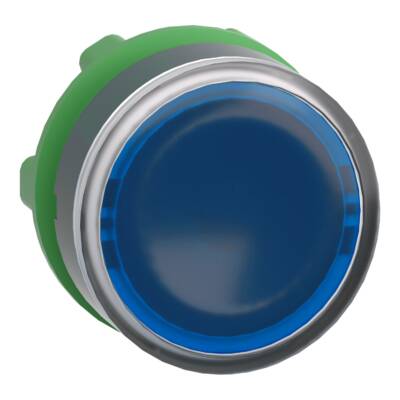 Head for illuminated push button, Harmony XB5, blue flush, 22mm, universal LED, push to release, unmarked - Schneider Electric - ZB5AH063