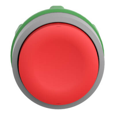 Harmony XB5, Push button head, plastic, projecting, red, Ø22, push-push, unmarked, grey bezel - Schneider Electric - ZB5AH4C0