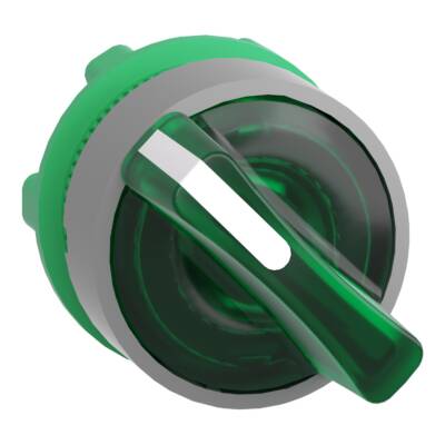 Head for illuminated selector switch, Harmony XB5, Harmony XALF, grey bezel, green handle, 22mm, universal LED, 2 positions, - Schneider Electric - ZB5AK1233C0