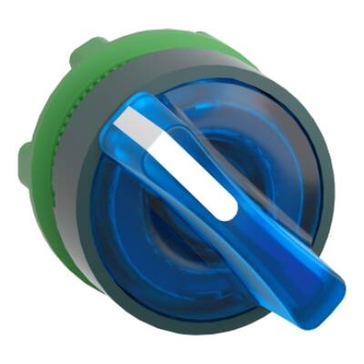 Head for illuminated selector switch, Harmony XB5, dark grey plastic, blue handle, 22mm, universal LED, 2 positions - Schneider Electric - ZB5AK1263