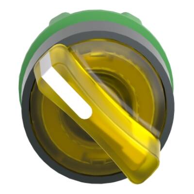 Head for illuminated selector switch, Harmony XB5, plastic, yellow handle, 22mm, universal LED, 2 positions - Schneider Electric - ZB5AK1283