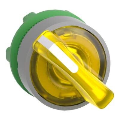 Head for illuminated selector switch, Harmony XB5, grey bezel, yellow handle, 22mm, universal LED, 2 positions, stay put - Schneider Electric - ZB5AK1283C0