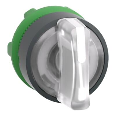 Head for illuminated selector switch, Harmony XB5, grey plastic, white handle, 22mm, universal LED, 3 positions, stay put - Schneider Electric - ZB5AK1313