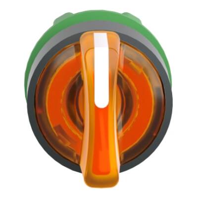 Head for illuminated selector switch, Harmony XB5, universal LED,  orange handle, 22mm, 3 positions, stay put - Schneider Electric - ZB5AK1353