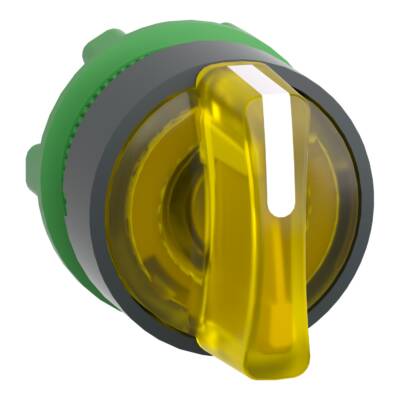 Head for illuminated selector switch, Harmony XB5, dark grey plastic, yellow handle, 22mm, universal LED, 3 positions - Schneider Electric - ZB5AK1383
