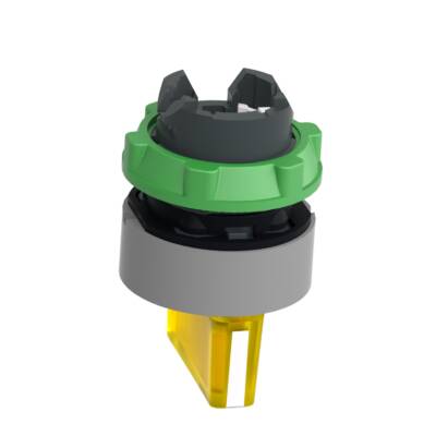 Head for illuminated selector switch, Harmony XB5, grey bezel, yellow handle, 22mm, universal LED, 3 positions - Schneider Electric - ZB5AK1383C0