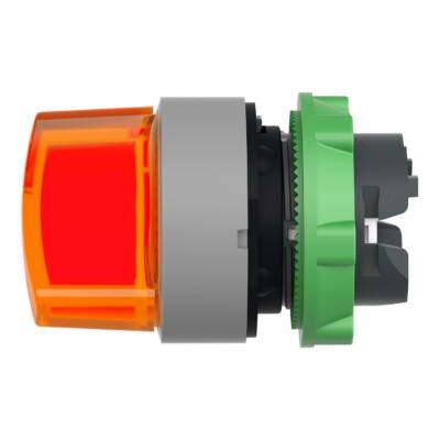 Head for illuminated selector switch, Harmony XB5, grey bezel, orange handle, 22mm, universal LED, 3 positions, right to left center - Schneider Electric - ZB5AK1453C0