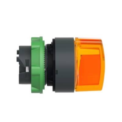 Head for illuminated selector switch, Harmony XB5, dark grey plastic, orange handle, 22mm, universal LED, 3 positions, - Schneider Electric - ZB5AK1553