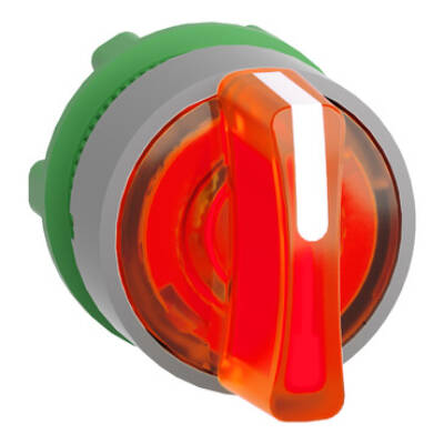 Head for illuminated selector switch, Harmony XB5, grey bezel, orange handle, 22mm, universal LED, 3 positions, - Schneider Electric - ZB5AK1553C0