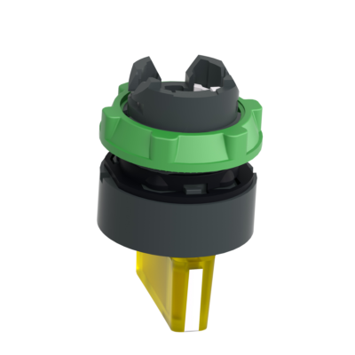 Head for illuminated selector switch, Harmony XB5, XB4, yellow Ø22 mm 3 position spring return - Schneider Electric - ZB5AK1583