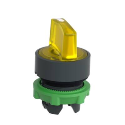 Head for illuminated selector switch, Harmony XB5, XB4, yellow Ø22 mm 3 position spring return - Schneider Electric - ZB5AK1883