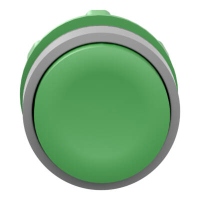 Harmony XB5, Push button head, plastic, projecting, green, Ø22, spring return, unmarked, grey bezel - Schneider Electric - ZB5AL3C0