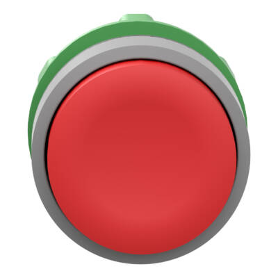 Harmony XB5, Push button head, plastic, projecting, red, Ø22, spring return, unmarked, grey bezel - Schneider Electric - ZB5AL4C0