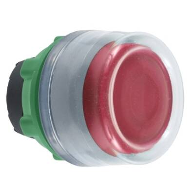 Harmony XB5, Push button head, plastic, flush, red, Ø22, spring return, clear boot, unmarked, grey bezel - Schneider Electric - ZB5APA4C0