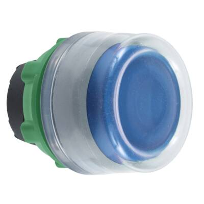 Harmony XB5, Push button head, plastic, flush, blue, Ø22, spring return, clear boot, unmarked, grey bezel - Schneider Electric - ZB5APA6C0