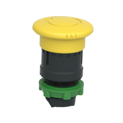 yellow Ø40 mushroom pushbutton head Ø22 latching turn release - Schneider Electric - ZB5AS55