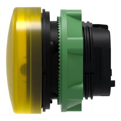 Head for pilot light, Harmony XB5, plastic, yellow, 22mm, universal LED, plain lens, for insertion of legend - Schneider Electric - ZB5AV083E