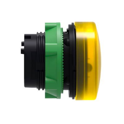 Head for pilot light, Harmony XB5, plastic, yellow, 22mm, universal LED, grooved lens - Schneider Electric - ZB5AV083S