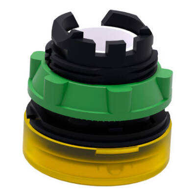 Head for pilot light, Harmony XB5, plastic, yellow, 22mm, universal LED, grooved lens - Schneider Electric - ZB5AV083S