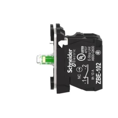 Complete body/contact assembly and light block, Harmony XB5, XB4, with body/fixing collar, universal LED, 24V 1NC - Schneider Electric - ZB5AW0B12