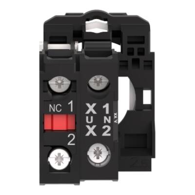Complete body/contact assembly and light block, Harmony XB5, XB4, with body/fixing collar, universal LED, 24V 1NC - Schneider Electric - ZB5AW0B12