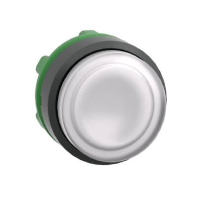 Head for illuminated push button, Harmony XB5, white projecting, 22mm, universal LED, spring return, unmarked - Schneider Electric - ZB5AW113