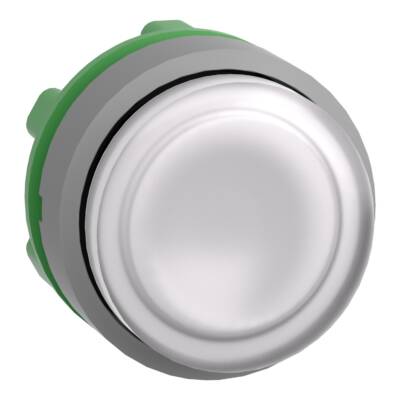 Head for illuminated push button, Harmony XB5, grey bezel, white projecting, 22mm, universal LED, plain lens - Schneider Electric - ZB5AW113C0