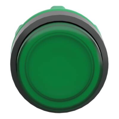 Head for illuminated push button, Harmony XB5, green projecting, 22mm, universal LED, spring return, unmarked - Schneider Electric - ZB5AW133
