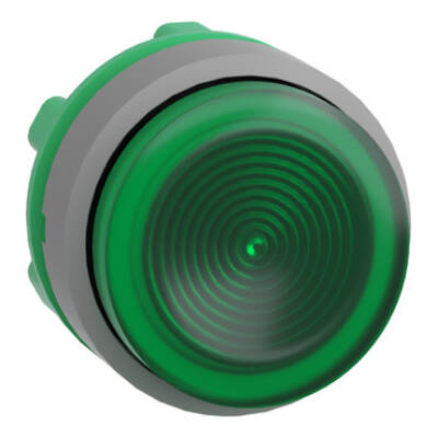 Head for illuminated push button, Harmony XB5, grey bezel, green projecting, 22mm, universal LED, grooved lens - Schneider Electric - ZB5AW133SC0