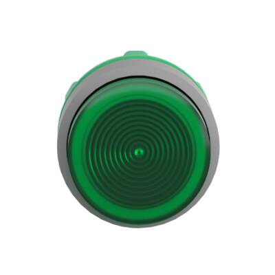 Head for illuminated push button, Harmony XB5, grey bezel, green projecting, 22mm, universal LED, grooved lens - Schneider Electric - ZB5AW133SC0