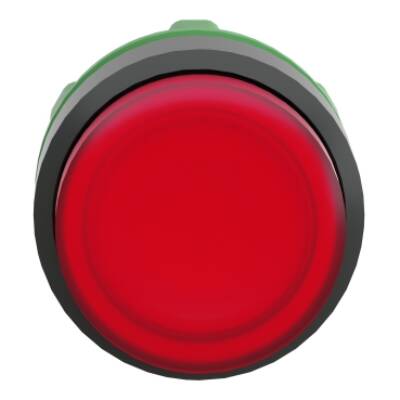 Head for illuminated push button, Harmony XB5, plastic, red projecting, 22mm, universal LED, spring return, plain lens - Schneider Electric - ZB5AW143